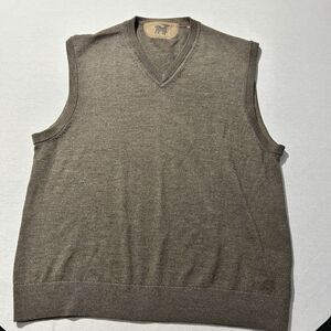 Raffi Merino Wool Pullover Sweater Vest Size XL In Brown Preppy Academia Classic